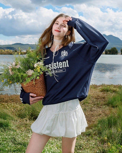 Vintage Varsity V-Neck Sweatshirt