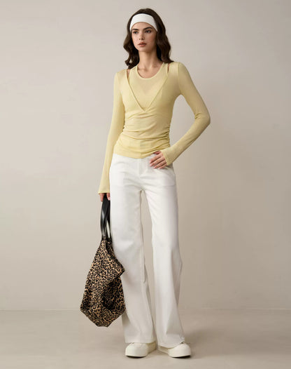 High-Waisted White Wide-Leg Jeans